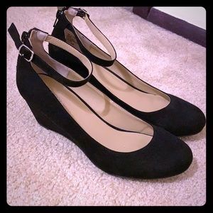 Black suede wedges